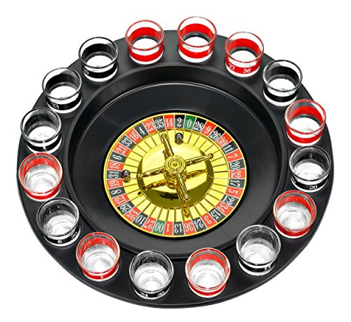New Maxam 16 Shot Roulette Drinking Game Set 16 Numbered Shot Glasses 2 Metal Roulette Balls
