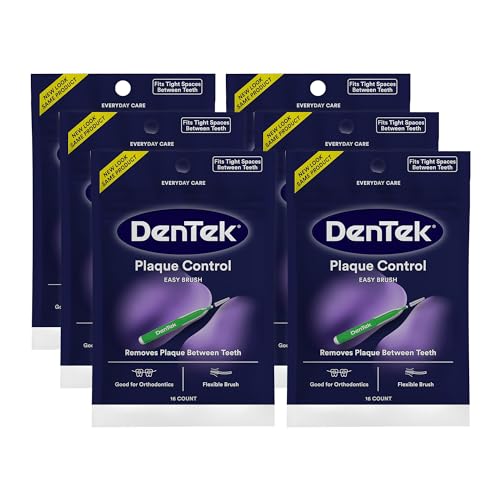 DenTek Easy Brush Plaque Control Interdental Cleaners, Tight, 16 Count, 6 Pack