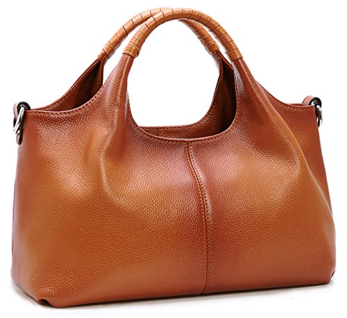 Iswee Women's Purses and Handbags Shoulder Bag Satchel Medium Size Leather Crossbody Bag Tote with Zipper Designer Handbags Hobo (Sorrel)