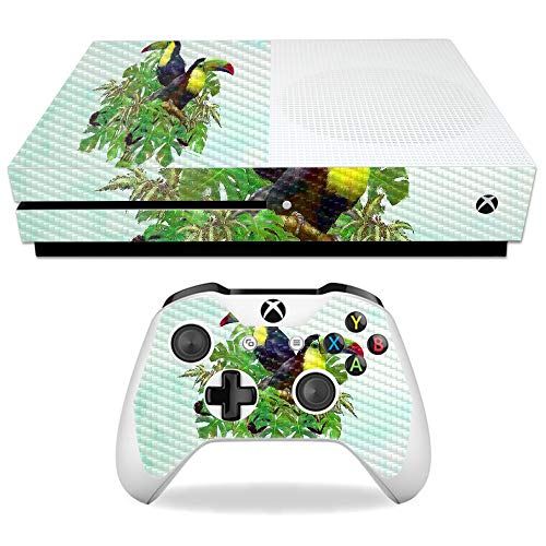 MightySkins Carbon Fiber Skin for Microsoft Xbox One S - Toucan Friends | Protective, Durable Textured Carbon Fiber Finish | Easy to Apply, Remove, and Change Styles | Made in The USA