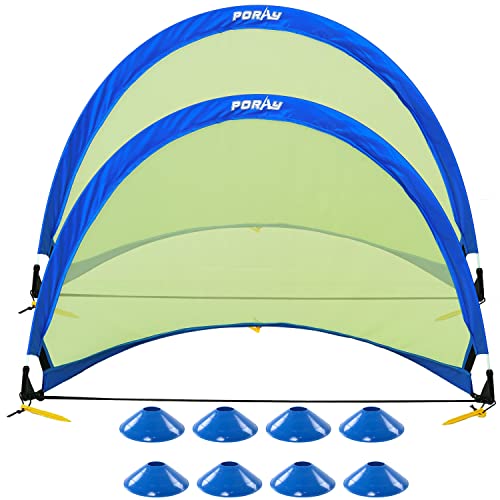 porayhut Pop up Soccer Net Soccer Goal for Kid Easy-up Set of Two Portable 210D Oxford with 8 Field Marker Cones Extra Stakes Fun for Backyard and Soccer Training Net (4FT Round Goal Set)