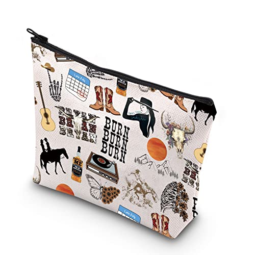 WCGXKO Vintage Music Fans Gift Country Music Cowboy Lover Bryan Bryan Bryan Zipper Pouch Makeup Bag (BURN)