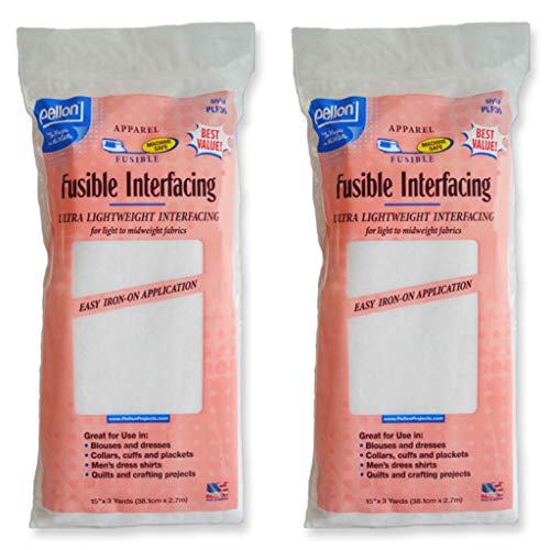 Pellon 15 inches x 3 yards White Fusible Interfacing, 2 Pack
