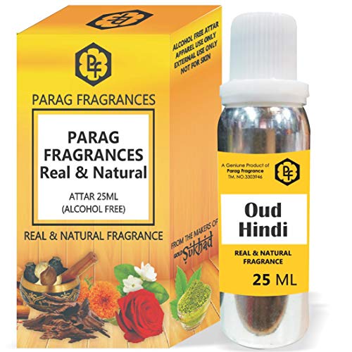 Parag Fragrances 25ml Oud Hindi Attar With Fancy Empty Bottle (Alcohol Free, Long Lasting, Natural Attar) Also Available in 50/100/200/500 pack