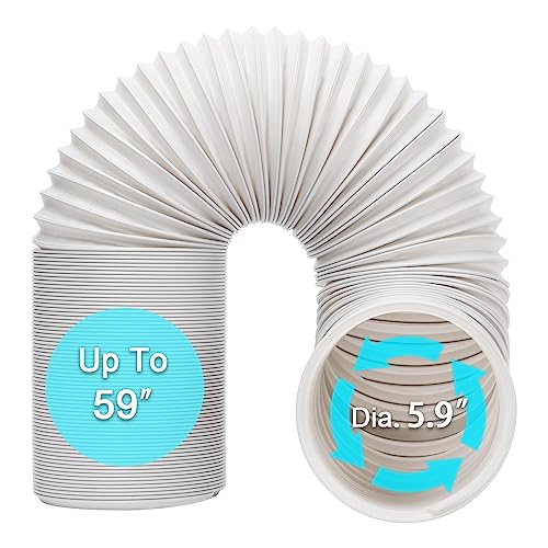 BEWAVE Portable Air Conditioner Hose, Portable Exhaust Vent Hose with 5.9 Inch Diameter, Universal Replacement AC Vent Hose Length up to 59'