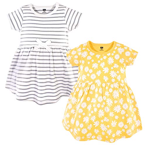 Hudson Baby baby girls Cotton Dresses Casual Dress, Yellow Daisy, 4T US