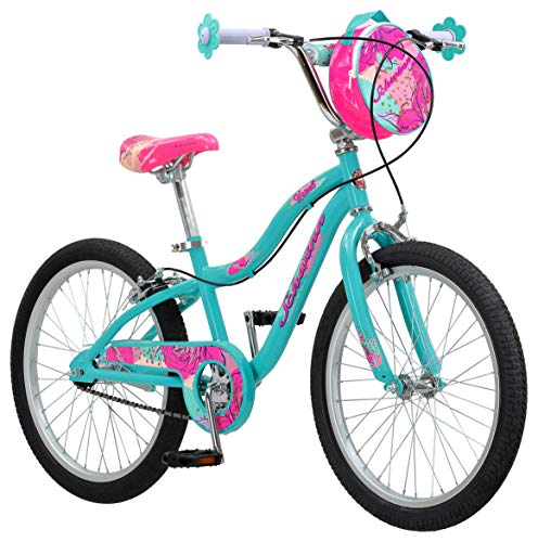 Schwinn Hazel Kids Bike for Girls, 20-Inch Wheels, Single Speed, Training Wheels Included, Bike Bag, Suggested Rider Height 4'0' to 5'0', Ages 7+ Years Old, Teal