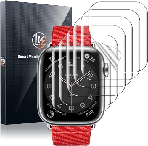 LK 6 Pack for Apple Watch Screen Protector 45mm Series 9 8 7 [New Version] Anti-Scratch, Self-Healing Soft TPU Screen Protector for Apple Watch 45mm, Bubble Free, HD Transparent, Touch Sensitive