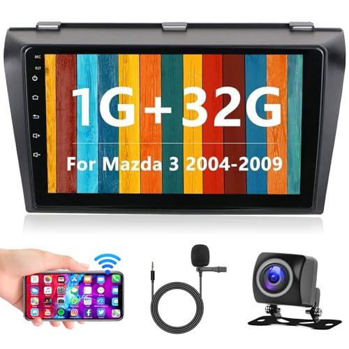 Car Radio for Mazda 3 2004 2005 2006 2007 2008 2009 Double Din Car Stereo Bluetooth 9' Car Audio Android Navigation Indash Head Unit GPS WiFi Mirror Link USB FM SWC + Backup Camera