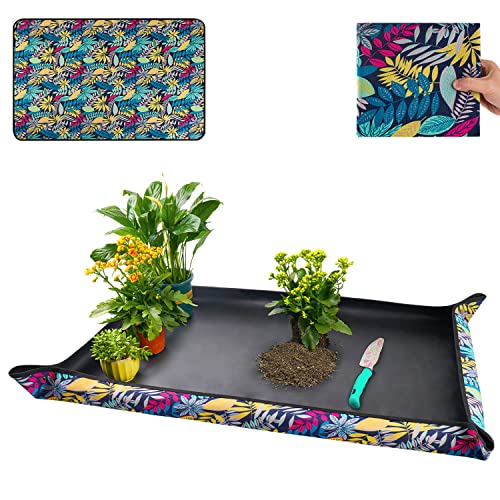 Onlysuki Extra Large Repotting Mat for Indoor Plants Transplanting and Dirt Control, Foldable Waterproof Succulent Potting Mat, Gardening Gifts for Plant Lovers (43.5'x29.5')