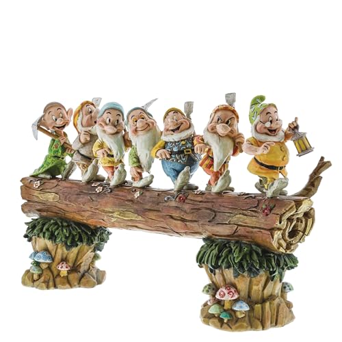 Enesco Disney Traditions by Jim Shore Snow White and The Seven Dwarfs Standing on Log Figurine, 8.25 Inch, Multicolor