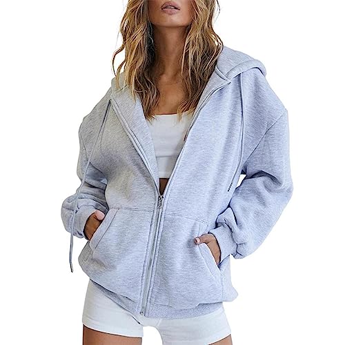 Muyise Full Zipper Hoodies Women Orange Sweater Green Sweatshirt Ladies Cooling Clothes for Women 80S Neon Clothes for Women Fall Sweatshirts for Women Graphic Hoody Buddy(Grey,4X-Large)