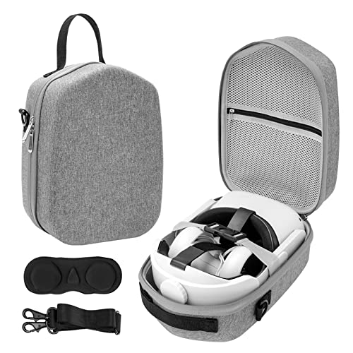 REV. LANG Hard Carrying Case for Meta/Oculus Quest 2 Basic/Elite Version VR Gaming Headset Cable and Touch Controllers Accessories All-in-One, Ultra-Sleek Design for Travel