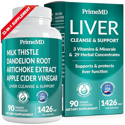 32-in-1 Liver Supplement with Milk Thistle and Dandelion Root - Liver Detox and Cleanse with Artichoke Extract and Beetroot Powder for Liver Support - Active Liver Health Formula with 1426 mg (90ct)