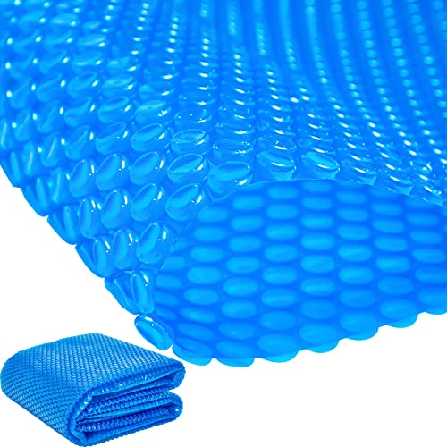 Frienda 6 x 6 ft, 16mil Pool Solar Blanket Hot Tub Bubble Cover Heavy Duty Hot Tub Blanket Insulation Blanket Floating Spa Cover for Hot Tubs Inground Pools Insulating Solar Heating, Blue