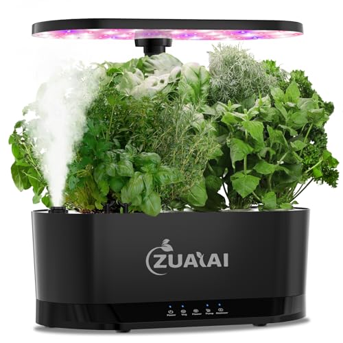 Hydroponics Growing System: 11Pods Indoor Garden Plant Germination Kit with Humidifier, Hydroponic Growing System Herb Garden with Height Adjustable LED Grow Light, Christmas Gifts for Women