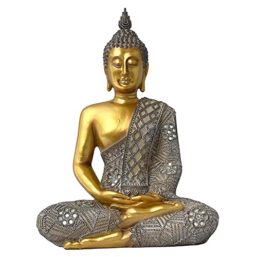 Buddha Statue for Zen Decor – Buddah Statue for Home - 13' Gold Buddha Statue Large for Spiritual Décor - Buddha Decor for Living Room – Buddha Statues for Home Décor - Buda