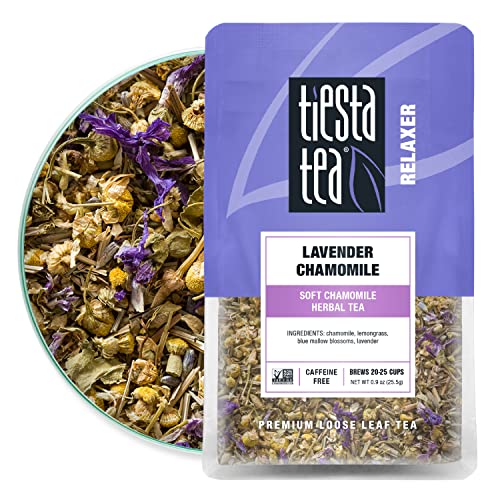 Tiesta Tea - Lavender Chamomile, Loose Leaf Soft Chamomile Herbal Tea, Non-Caffeinated, Hot & Iced Tea, 0.9 oz Pouch - 25 Cups, Natural, Stress Relief & Health Support