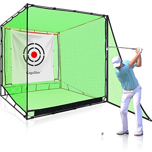 Golf Cage Net Hitting Cage Practice Driving Net High Impact Double Back Stop with Target Automatic Ball Return Net for Backyard 7X7X7FT(2.1mX2.1mX2.1m)
