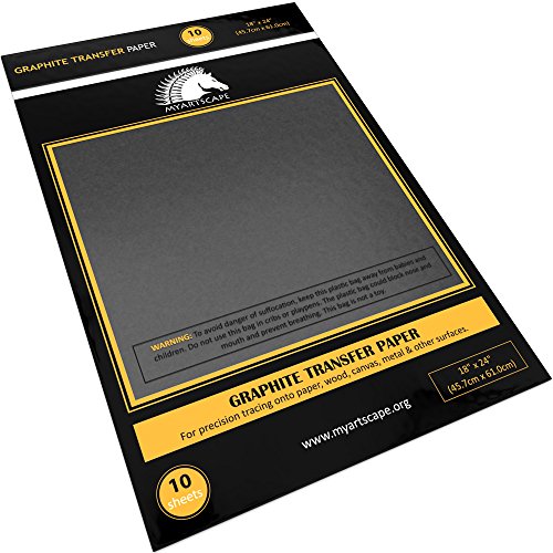 MyArtscape Graphite Transfer Paper, 18' x 24' - 10 Sheets - Black Waxed Carbon Paper - for Drawing, Tracing and Transfer - Premium Arts and Crafts Supplies