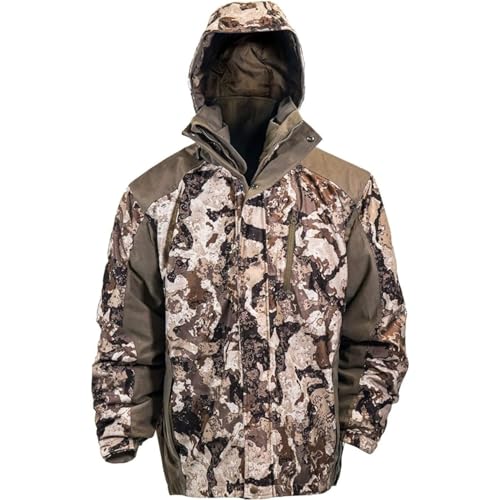 HOT SHOT Men’s 3-in-1 Insulated Veil-Cervidae Camo Hunting Parka, Waterproof, Removable Hood, Year Round Versatility, Medium