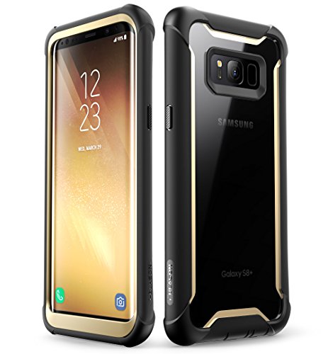 i-Blason Ares Full-Body Rugged Clear Bumper Case with Built-in Screen Protector for Samsung Galaxy S8+ Plus 2017 Release, Black/Gold
