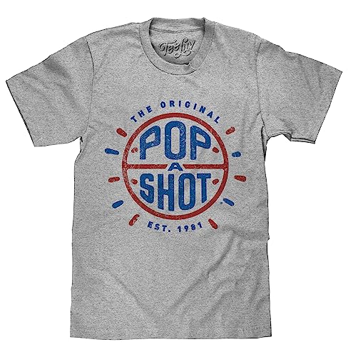 Tee Luv Men's Faded Pop-A-Shot Shirt - Retro Arcade Basketball Game T-Shirt (Athletic Heather) (S)