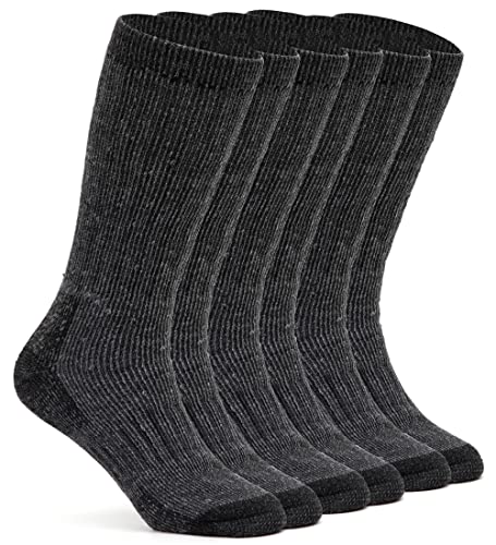 Alvada Mens Merino Wool Crew Socks Thermal and Warm Socks for Winter Work Hiking Running 3 Pairs ML