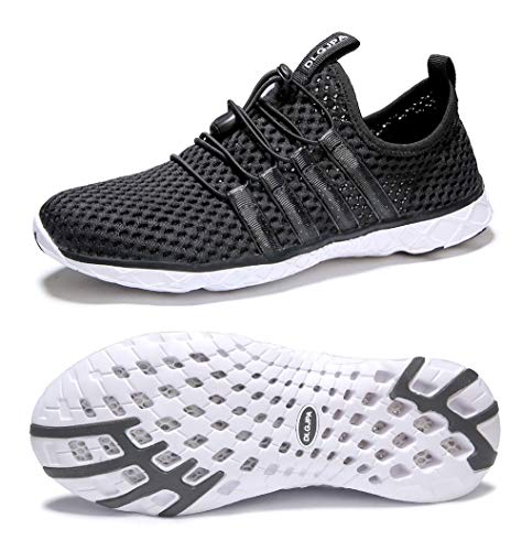 DLGJPA Men's Lightweight Quick Drying Water Shoes for Beach or Water Sports Slip On Walking Shoes Blackwhite 11