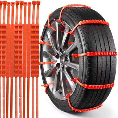 Snow Chains Reusable Tire Chains for SUV Car Trucks 12 PCS Convenient Tire Chains Snow Chains for Car Tires Snow Slope Muddy Icy Ground Sandy