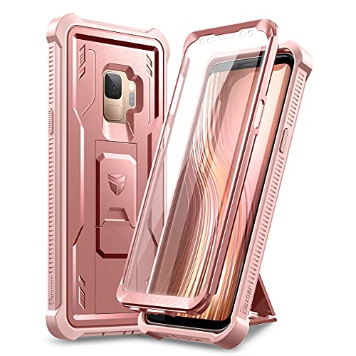 Dexnor for Samsung Galaxy S9 Case, [Built in Screen Protector and Kickstand] Heavy Duty Military Grade Protection Shockproof Protective Cover for Samsung Galaxy S9 Rose Gold