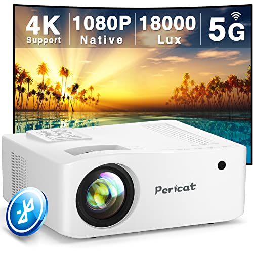 5G WiFi Bluetooth Projector, Native 1080P Outdoor Movie Projector with 350' Display, 18000L Home Theater Video Projector 4K Supported, LED Video Projector Compatible with TV Stick, Phone/PC