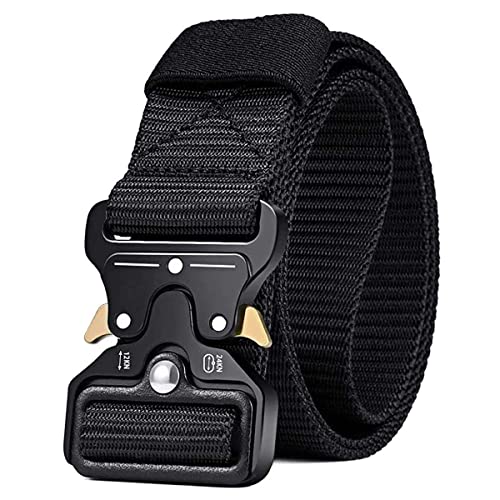 MOZETO Tactical Belts for Men Military Style Work Hiking Riggers Web Gun Belt with Heavy Duty Quick Release Metal Buckle