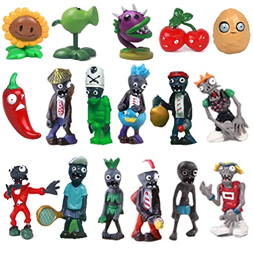 JHESAO 17 PCS Plants PVZ Toys Set Zombies Figurines Series PVZ PVC Toys New, Great Gifts for Kids and Fans, Birthday and Party