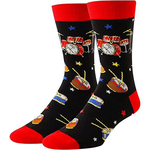 HAPPYPOP Drum Socks Drum Gifts Drummer Socks Drummer Gifts for Men Teen Boys, Music Socks Music Gifts for Music Lovers Drummer Stocking Stuffers
