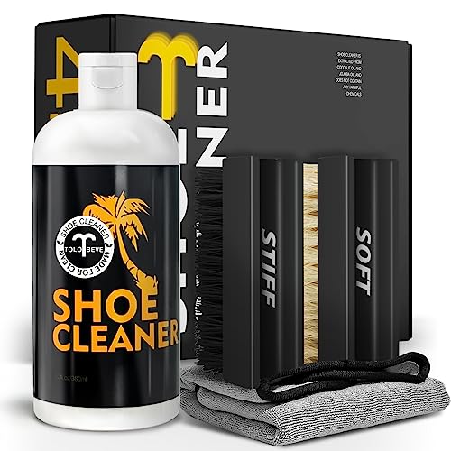 Shoe Cleaner Kit, 13Oz Sneaker Cleaning Kit, White Shoe Cleaner Sneakers Kit, Shoe Cleaning Kit for White Shoes,Suede Shoe,Tennis Shoe,Leather,Canvas etc, 2 Shoe Brushes & Microfiber Towel Included