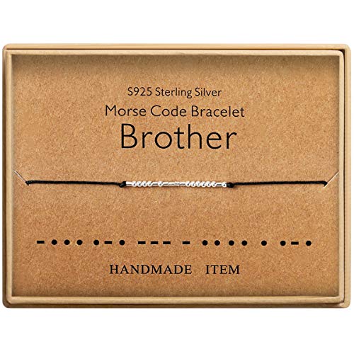 KGBNCIE Morse Code Bracelet Brother Sister Gift Sterling Silver Beads on Silk Cord Inspirational Gift Birthday Gift for Women Girls