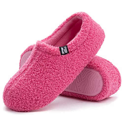 RockDove Women's Teddy Fleece Closed Back Indoor Slipper, Size 9-10 US Women, Hot Pink