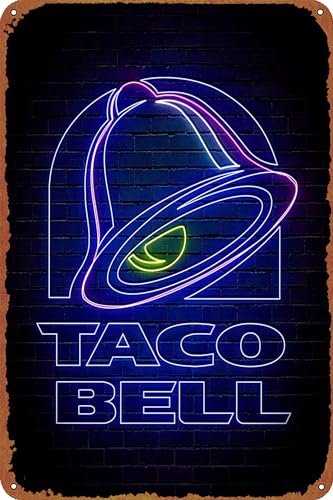 Taco Bell Poster Retro Metal Sign Vintage Tin Sign for Cafe Bar Home Wall Decor 12 X 8 inch