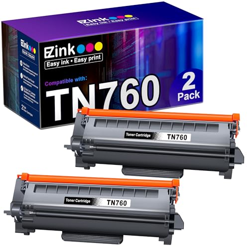 E-Z Ink (TM TN760 Compatible Toner Cartridges Replacement for Brother TN-760 TN730 TN-730 to Use with MFC-L2710DW MFC-L2750DW HL-L2350DW HL-L2370DW HL-L2395DW HL-L2390DW DCP-L2550DW (Black, 2 Pack)