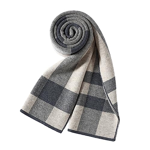 DBFBDTU Wool Long Scarves For Mens Patchwork Plaid Knit Scarf Classic Wool Warm Long Scarf khaki9 20-80