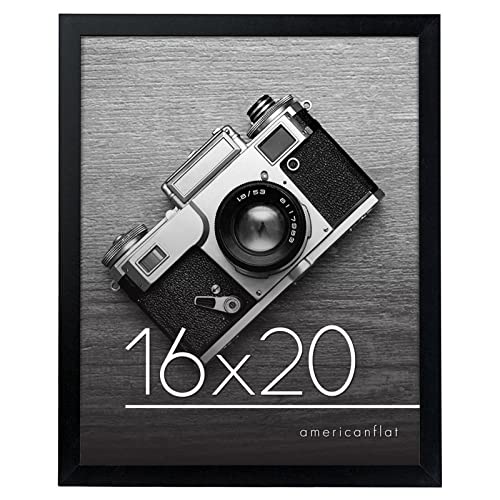 Americanflat 16x20 Picture Frame with Polished Plexiglass - Epic Collection - Gallery Wall Frames with Engineered Wood - Wide Photo Frame for Wall Display - Black