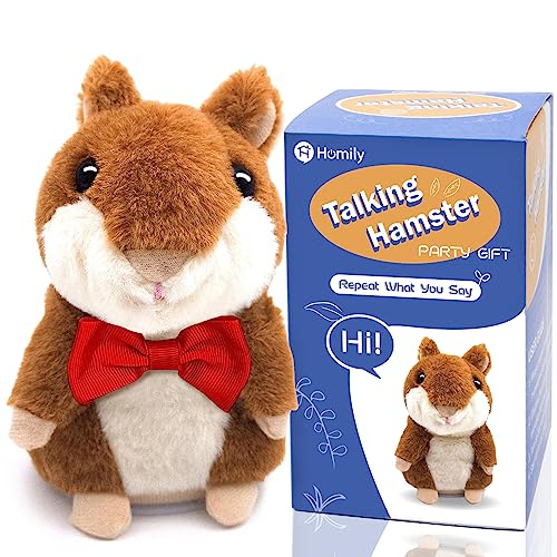 Homily Talking Hamster, Repeats What You Say Plush Animal Toy Electronic Hamster Mouse for Boys, Girls & Baby Gift (Red Tie)…
