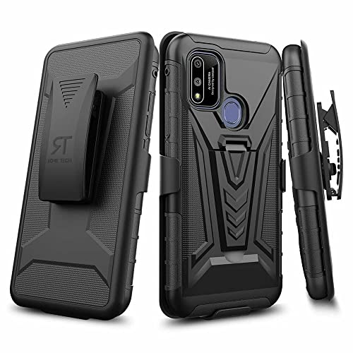 Rome Tech Belt Clip Holster Case for Coolpad SUVA 6.1' (2021) - Dual Layer Shockproof Cell Phone Cover with Kickstand - Heavy Duty Coolpad SUVA Phone Case with Clip On - Black