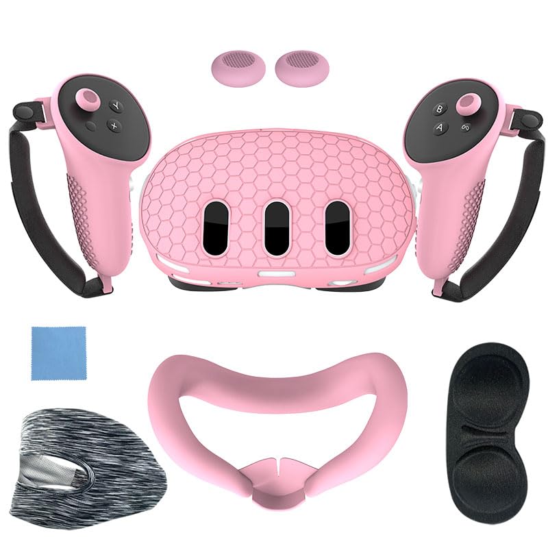 sikiwind 7pcs Accessories Set for Meta Quest 3, Soft Washable Protective Cover Controller Grips Face Cover VR Front Shell Protector Controller Grips Cover for Meta Quest 3