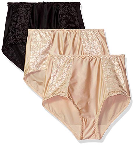 Bali Womens Double Support Pack, Cool Comfort Underwear, Full Coverage Panty, (Colors May Vary) Briefs, Soft Taupe/Black/Soft Taupe, 6 US