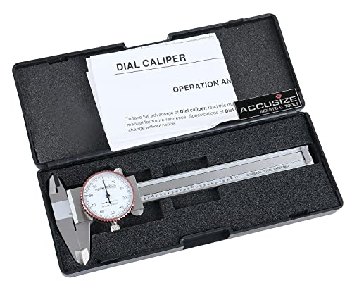 Accusize Industrial Tools 0-4 inch by 0.001 inch Precision Dial Caliper, Stainless Steel, in Fitted Box, P920-S214