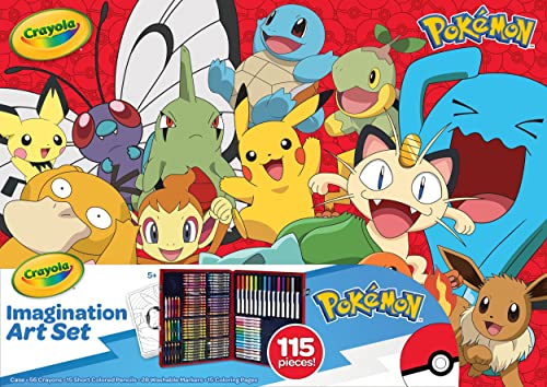 Crayola Pokémon Imagination Art Set (115pcs), Kids Art Kit, Includes Pokemon Coloring Pages, Pokemon Gifts for Kids, Ages 5+