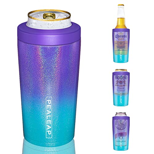 4 in 1 Insulated Slim Can Cooler for 12 OZ Cans and Beer Bottle - Keep 8 Hours Cold, Easy to Hold - Stainless Steel Can Holder, Double Walled Can Insulator for Hard Seltzer and More