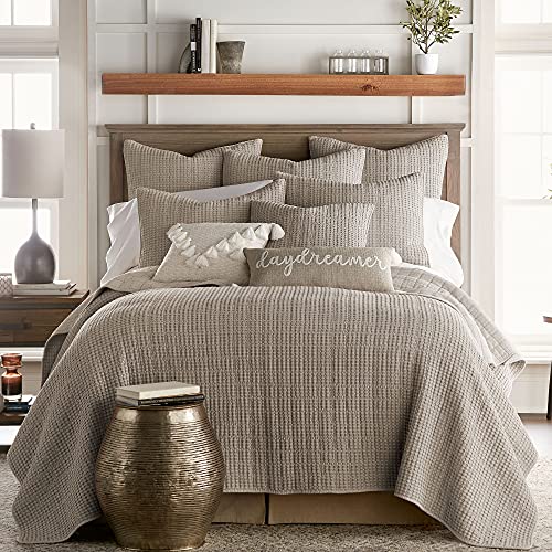 Levtex Home - Mills Waffle - King/Cal King Quilt Set - Taupe Cotton Waffle - Quilt Size (106 x 92in.), Sham Size (36 x 20in.)